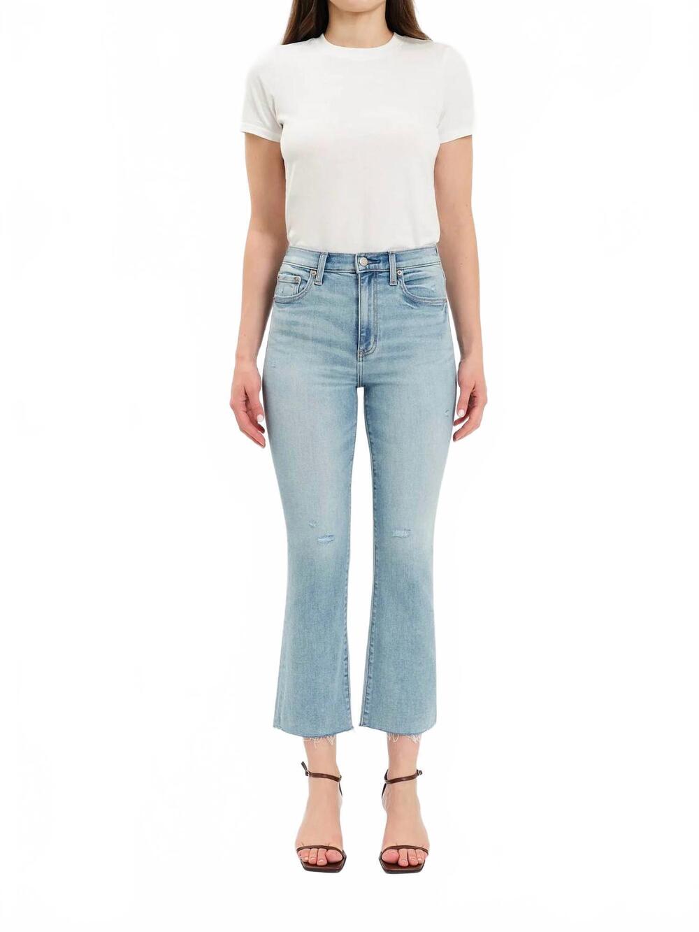 NEW DAZE shy girl high rise crop flare jeans in new light